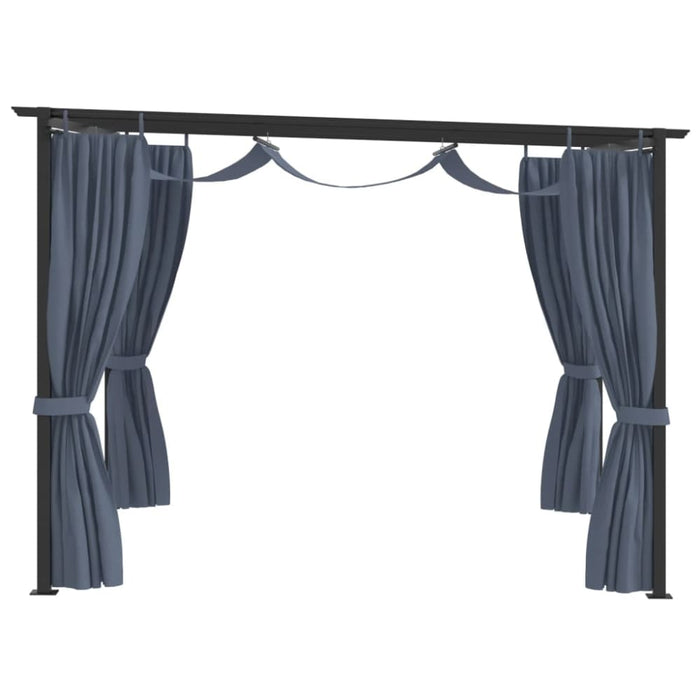 Gazebo With Curtains 3x3 m Anthracite Steel Anbpo