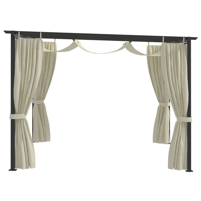 Gazebo With Curtains 3x3 m Cream Steel Anbpb