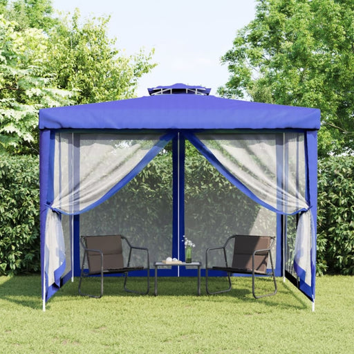 Gazebo With Double Roof Blue 3x3x2.68 m Fabric Tlxlxi