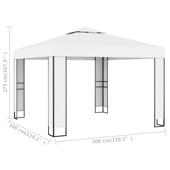 Gazebo With Double Roof 3x3 m White Aikpb