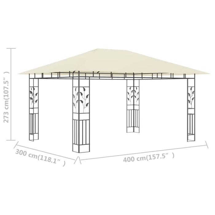 Gazebo With Mosquito Net 4x3x2.73 m Cream Aikib