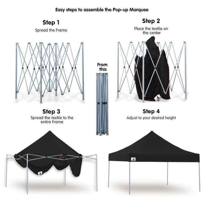 Gazebo Tent Marquee 3x3 Popup Outdoor Wallaroo- Black