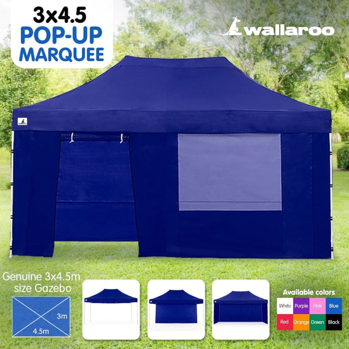 Gazebo Tent Marquee 3x4.5m Popup Outdoor Wallaroo Blue