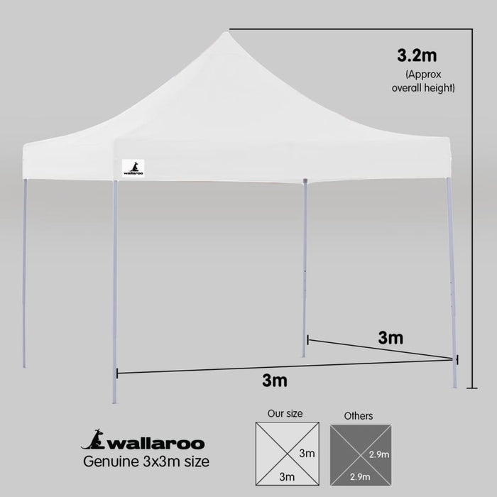 Gazebo Tent Marquee 3x3 Popup Outdoor Wallaroo White