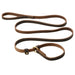 Genuine Leather Long Dog Leash - Brown