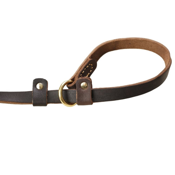 Genuine Leather Long Dog Leash - Brown