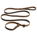 Genuine Leather Long Dog Leash - Brown