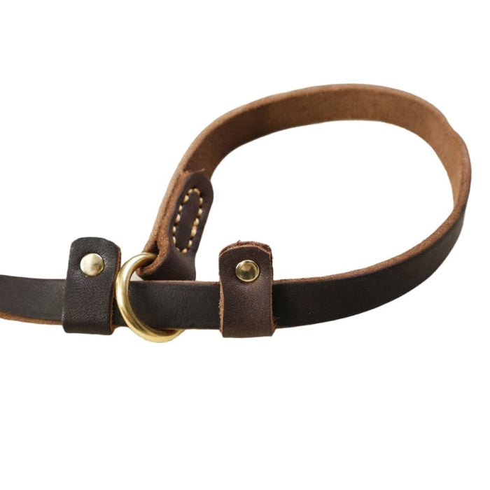 Genuine Leather Long Dog Leash - Brown