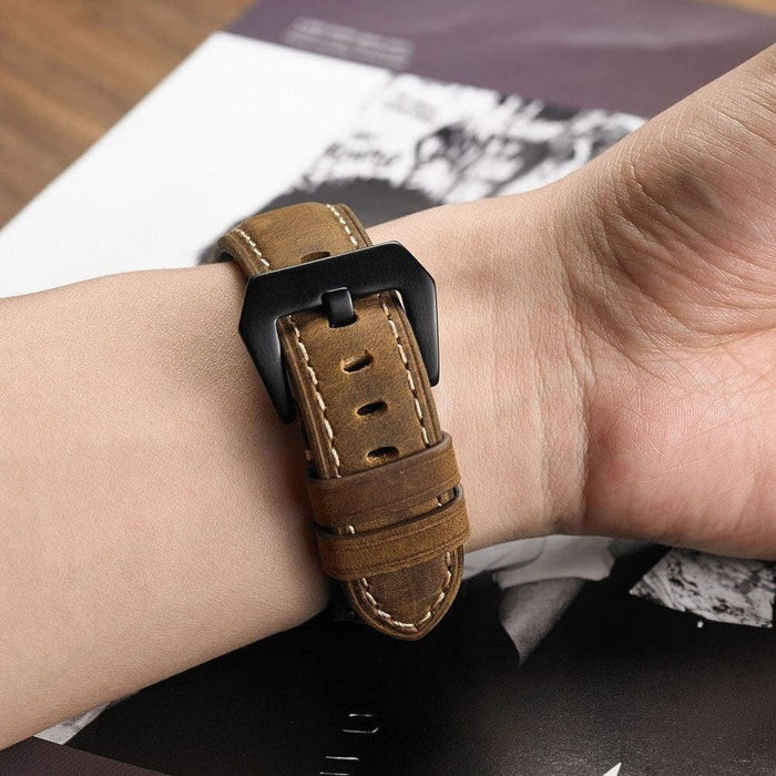 Genuine Leather Quick Release Pin Wristband Strap