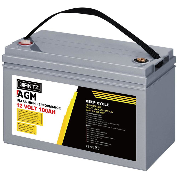 Giantz 100ah Deep Cycle Battery 12v Agm Marine Sealed Power