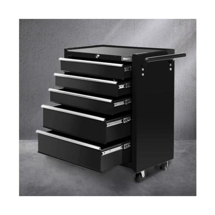 Giantz 5 Drawer Mechanic Tool Box Storage Trolley - Black