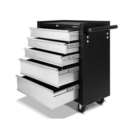 Giantz 5 Drawer Mechanic Tool Box Storage Trolley - Black &