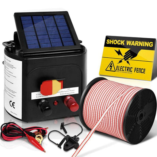 Giantz 5km Solar Electric Fence Energiser Charger With 400m