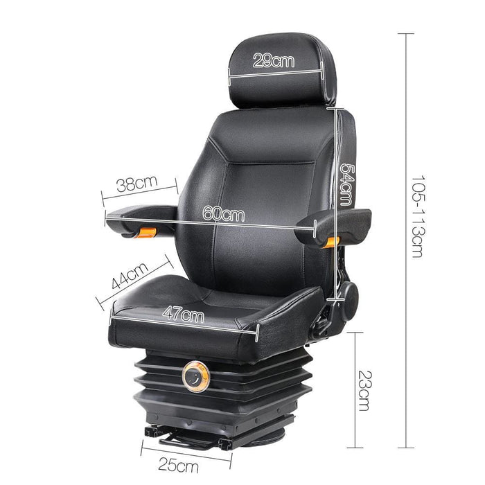 Giantz Adjustbale Tractor Seat With Suspension - Black