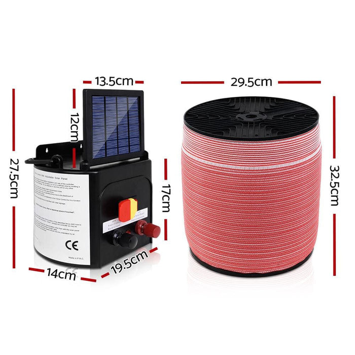 Giantz Electric Fence Energiser 5km Solar Power Charger Set