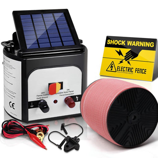 Giantz Electric Fence Energiser 8km Solar Powered Energizer