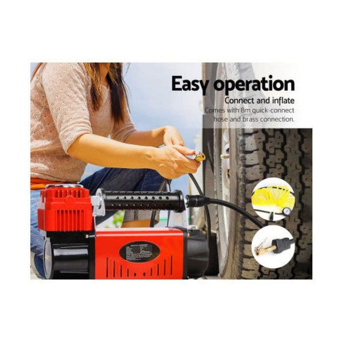 Giantz 12v Portable Air Compressor - Red