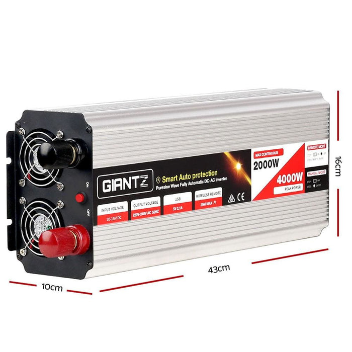 Giantz Power Inverter 2000w Or 4000w Pure Sine Wave