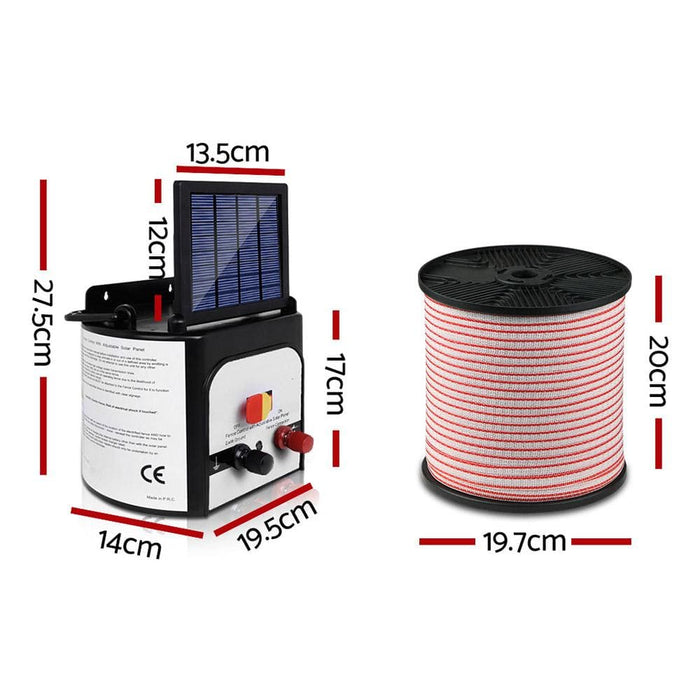 Giantz 8km Solar Electric Fence Energiser Charger With 400m