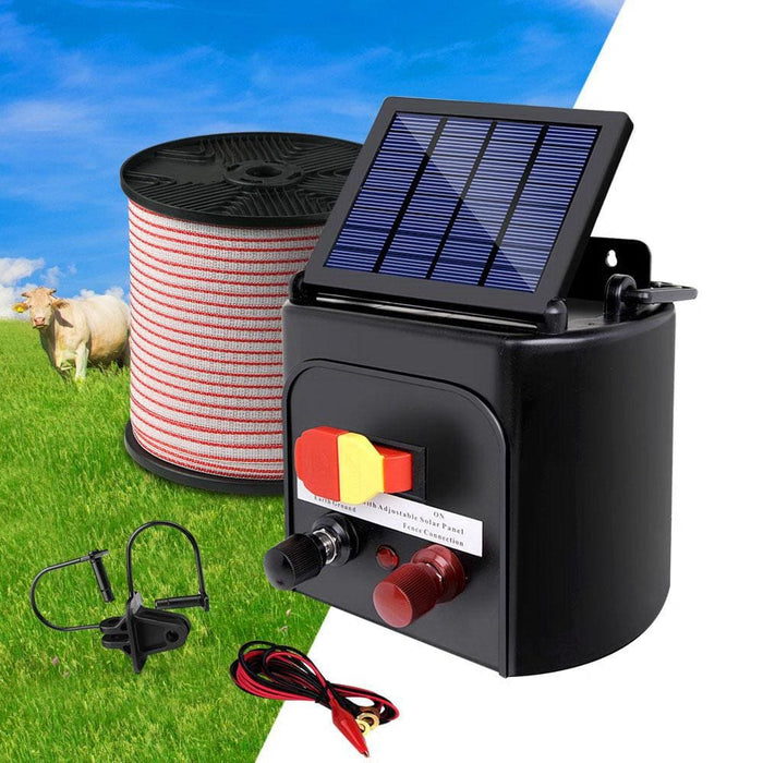 Giantz 3km Solar Electric Fence Energiser Charger With 400m