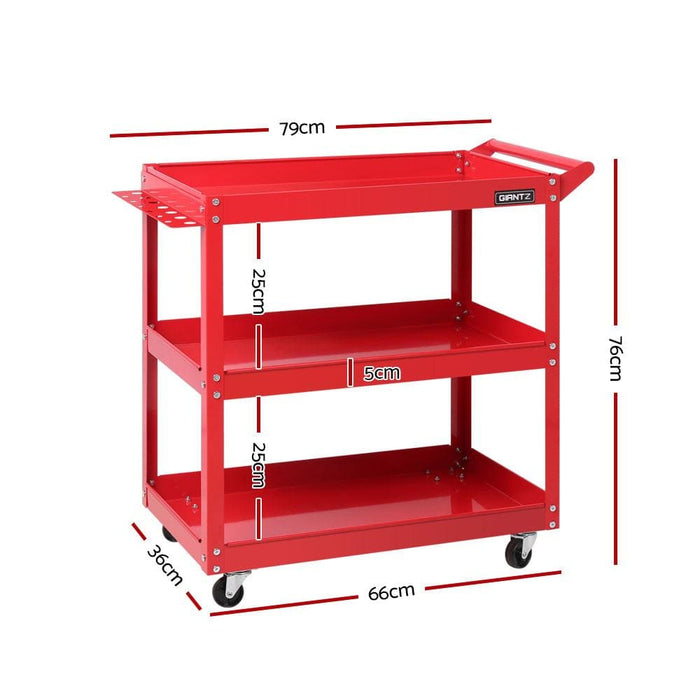 Giantz Tool Cart 3 Tier Parts Steel Trolley Mechanic