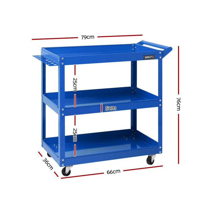 Giantz Tool Cart 3 Tier Parts Steel Trolley Mechanic