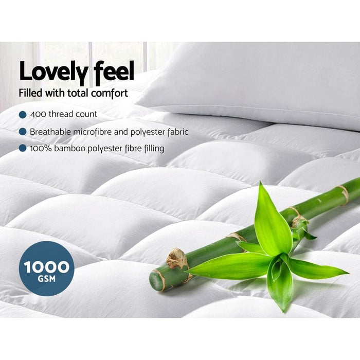 Giselle Double Mattress Topper Bamboo Fibre Pillowtop