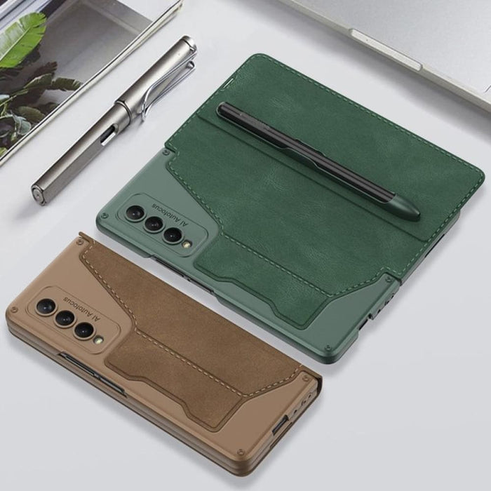 Gkk Tempered Glass Flip Case With Pen Slot For Samsung