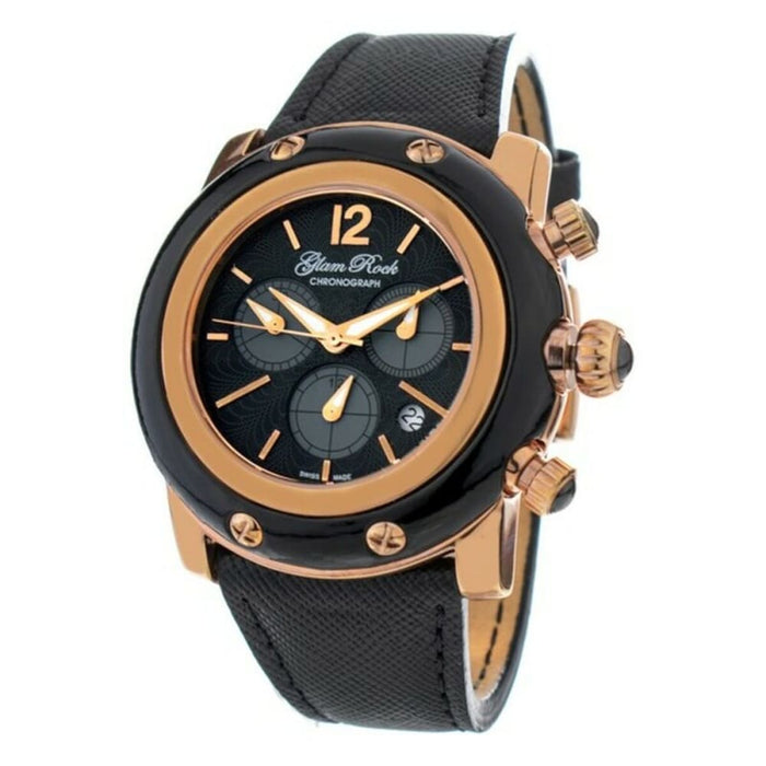 Glam Rock Gr10143 Ladies Quartz Watch Black 46mm