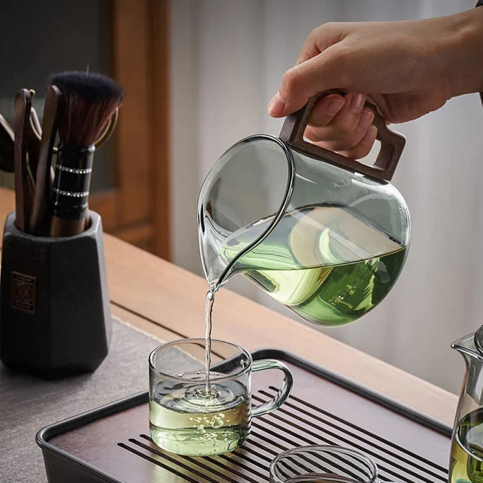 Glass Tea Set With Filter And Wooden Handle