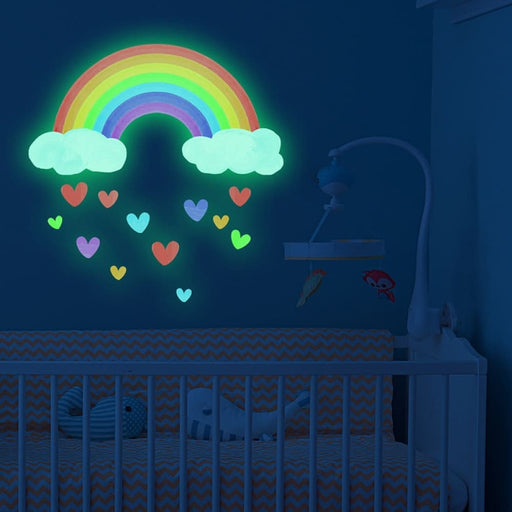 Glow In The Dark Rainbow With Heart Wall Stickers For Kids