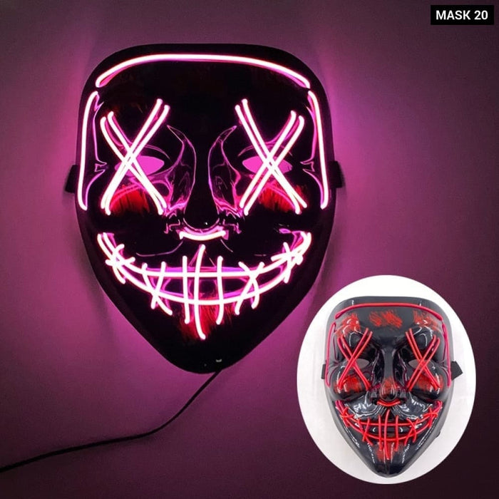 Glowing Cosplay El Wire Neon Mask Scary Skull Masquerade