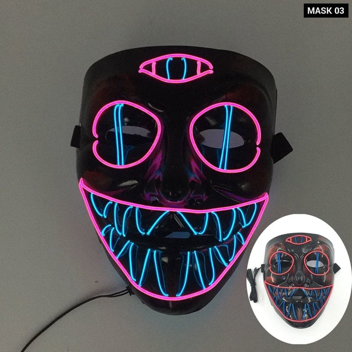 Glowing Cosplay El Wire Neon Mask Scary Skull Masquerade