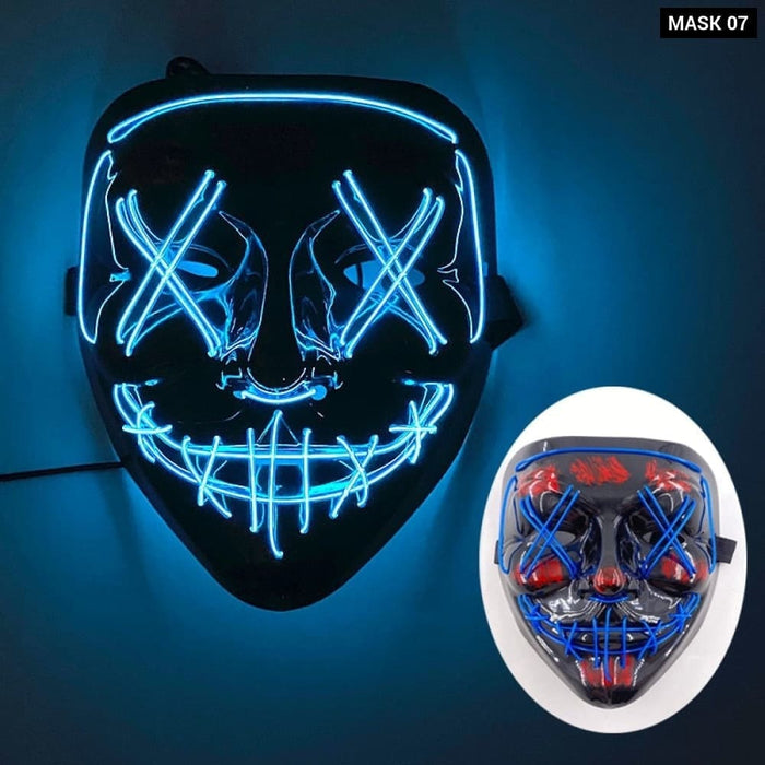 Glowing Cosplay El Wire Neon Mask Scary Skull Masquerade