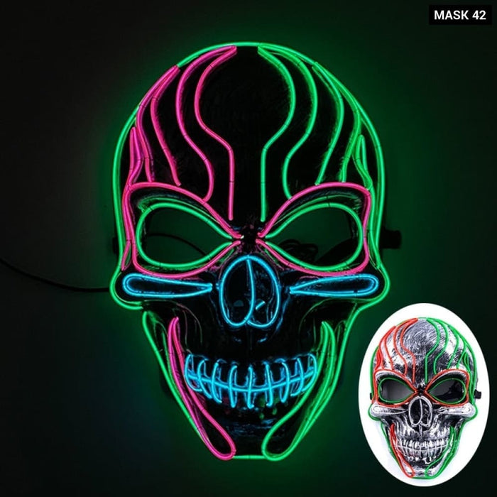 Glowing Cosplay El Wire Neon Mask Scary Skull Masquerade