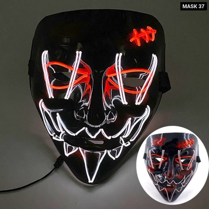 Glowing Cosplay El Wire Neon Mask Scary Skull Masquerade