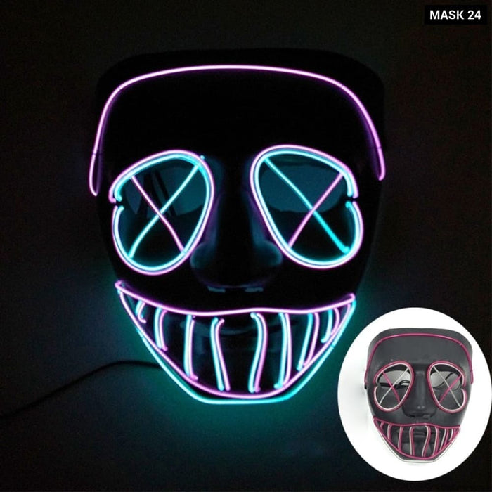 Glowing Cosplay El Wire Neon Mask Scary Skull Masquerade