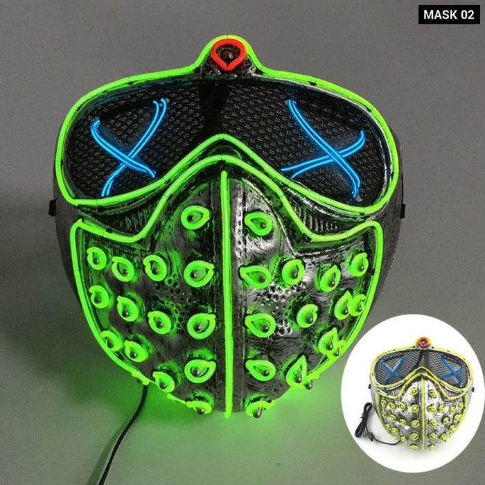 Glowing Cosplay El Wire Neon Mask Scary Skull Masquerade