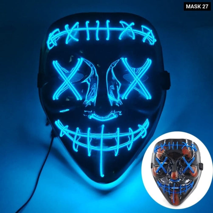 Glowing Cosplay El Wire Neon Mask Scary Skull Masquerade