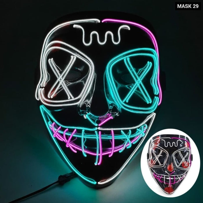 Glowing Cosplay El Wire Neon Mask Scary Skull Masquerade