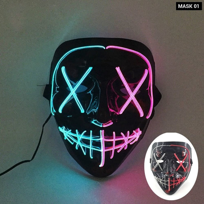 Glowing Cosplay El Wire Neon Mask Scary Skull Masquerade