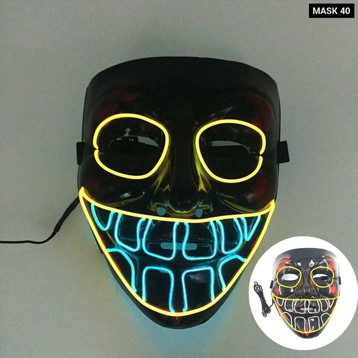 Glowing Cosplay El Wire Neon Mask Scary Skull Masquerade