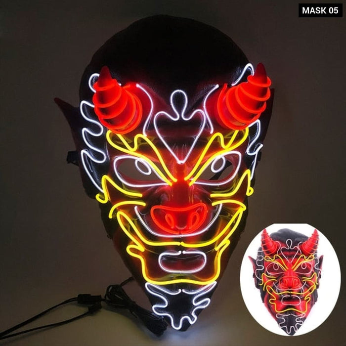 Glowing Cosplay El Wire Neon Mask Scary Skull Masquerade