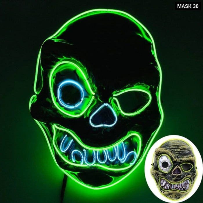 Glowing Cosplay El Wire Neon Mask Scary Skull Masquerade