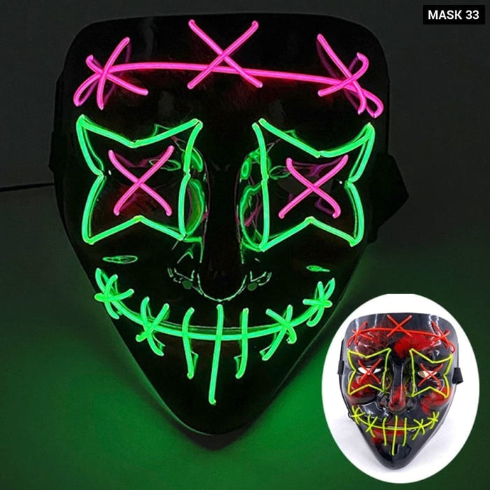 Glowing Cosplay El Wire Neon Mask Scary Skull Masquerade