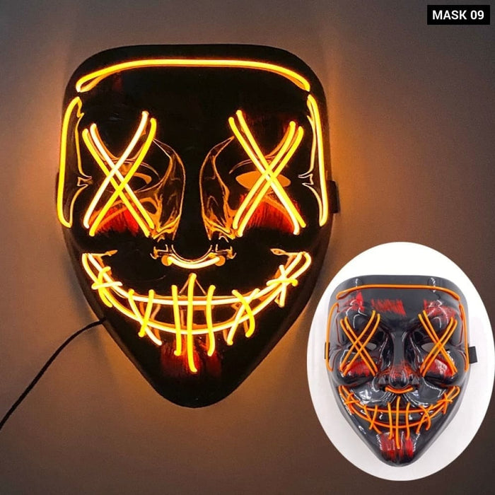 Glowing Cosplay El Wire Neon Mask Scary Skull Masquerade