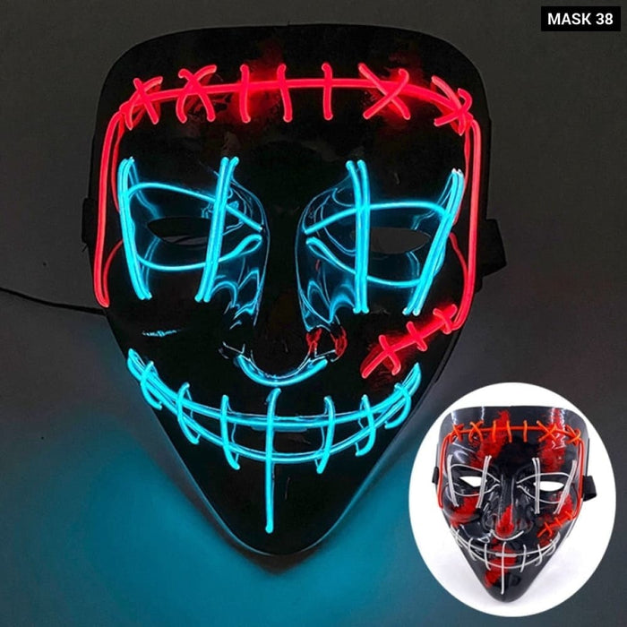 Glowing Cosplay El Wire Neon Mask Scary Skull Masquerade