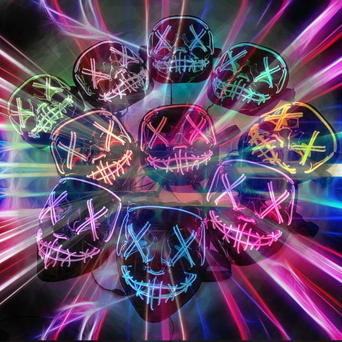 Glowing Cosplay El Wire Neon Mask Scary Skull Masquerade