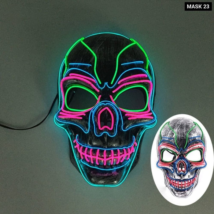 Glowing Cosplay El Wire Neon Mask Scary Skull Masquerade