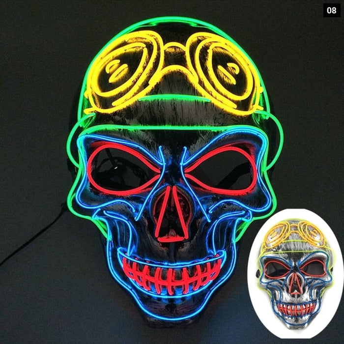 Glowing Neon Horror Skull Mask Party Decor Luminous